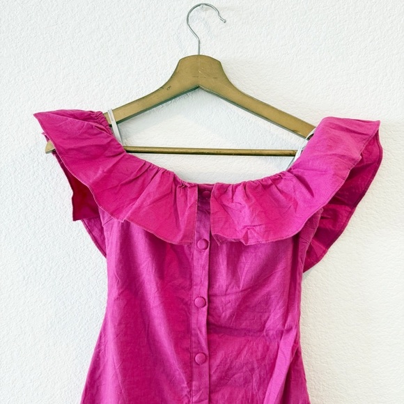 Lovers & Friends- Elsie Mini Linen Dress in Magenta- XS - Picture 5 of 8
